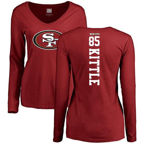 San Francisco 49ers Red Women George Kittle Backer #85 Long Sleeve NFL T Shirt->nfl t-shirts->Sports Accessory